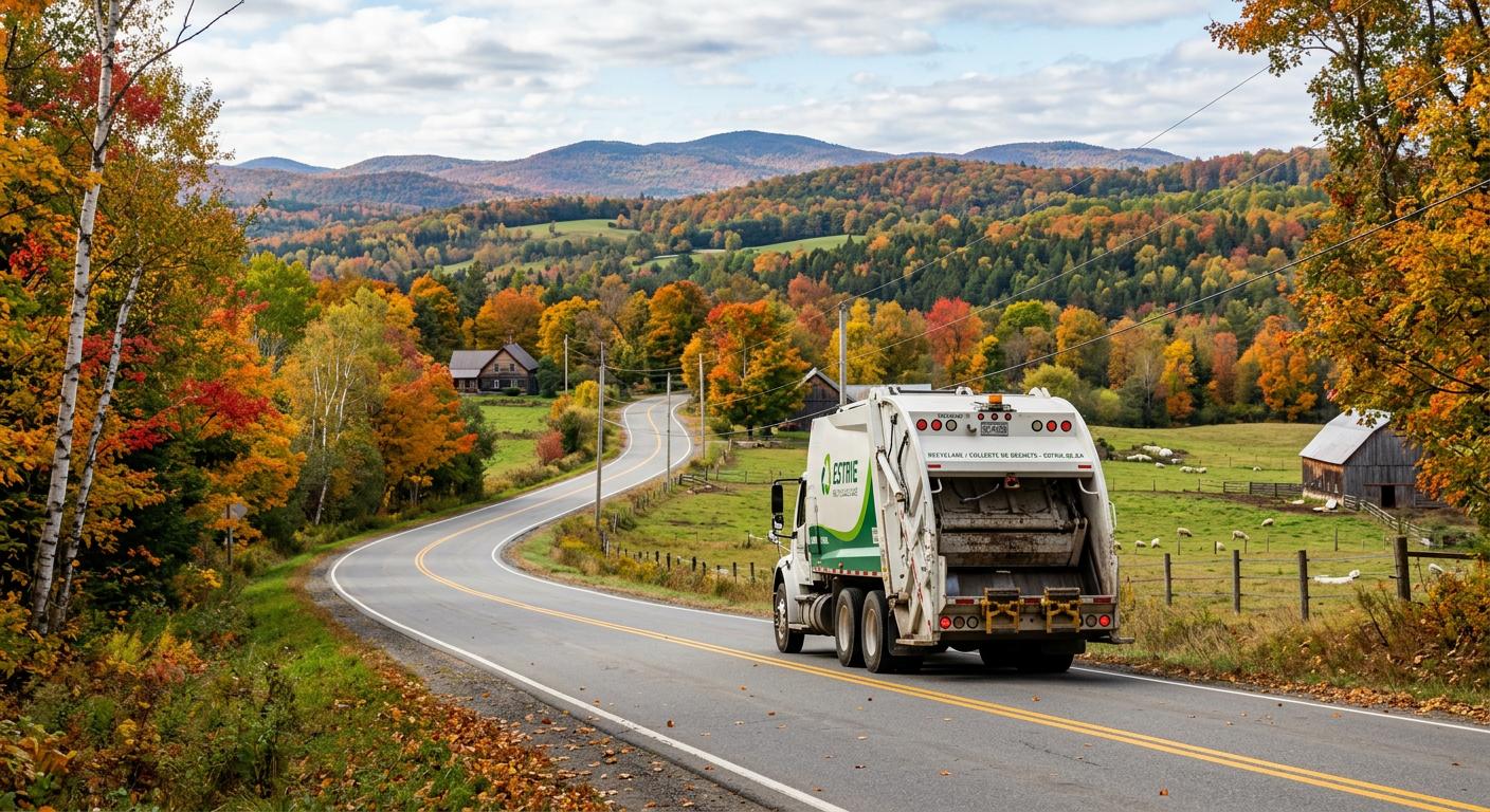 Collection truck on a rural Eastern Townships road